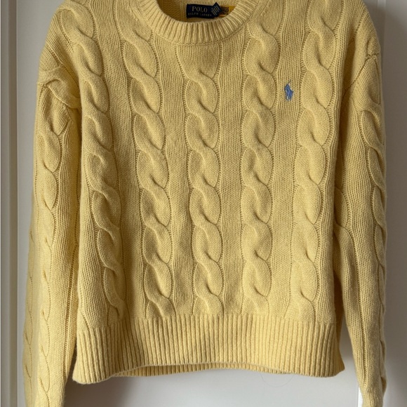 Polo Ralph Lauren Sweaters - Polo by Ralph Lauren Butter Yellow Cable-Knit Crewneck Sweater